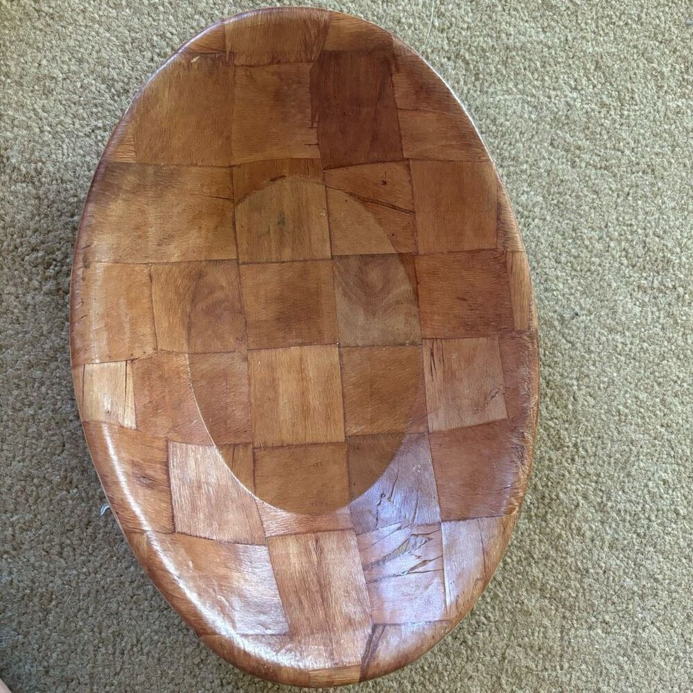 Vintage Weave Woven Wooden 12” x 8.5” Serving Bowl